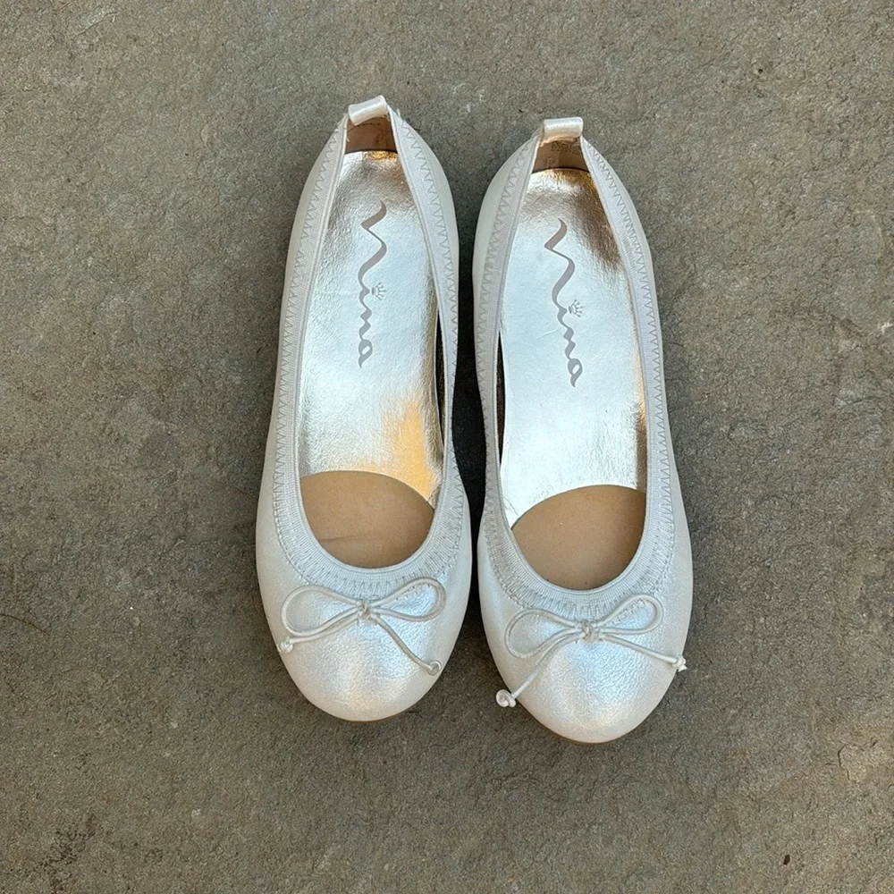 Nina Girls Esther Ivory Pearl Ballet Flats 1.5